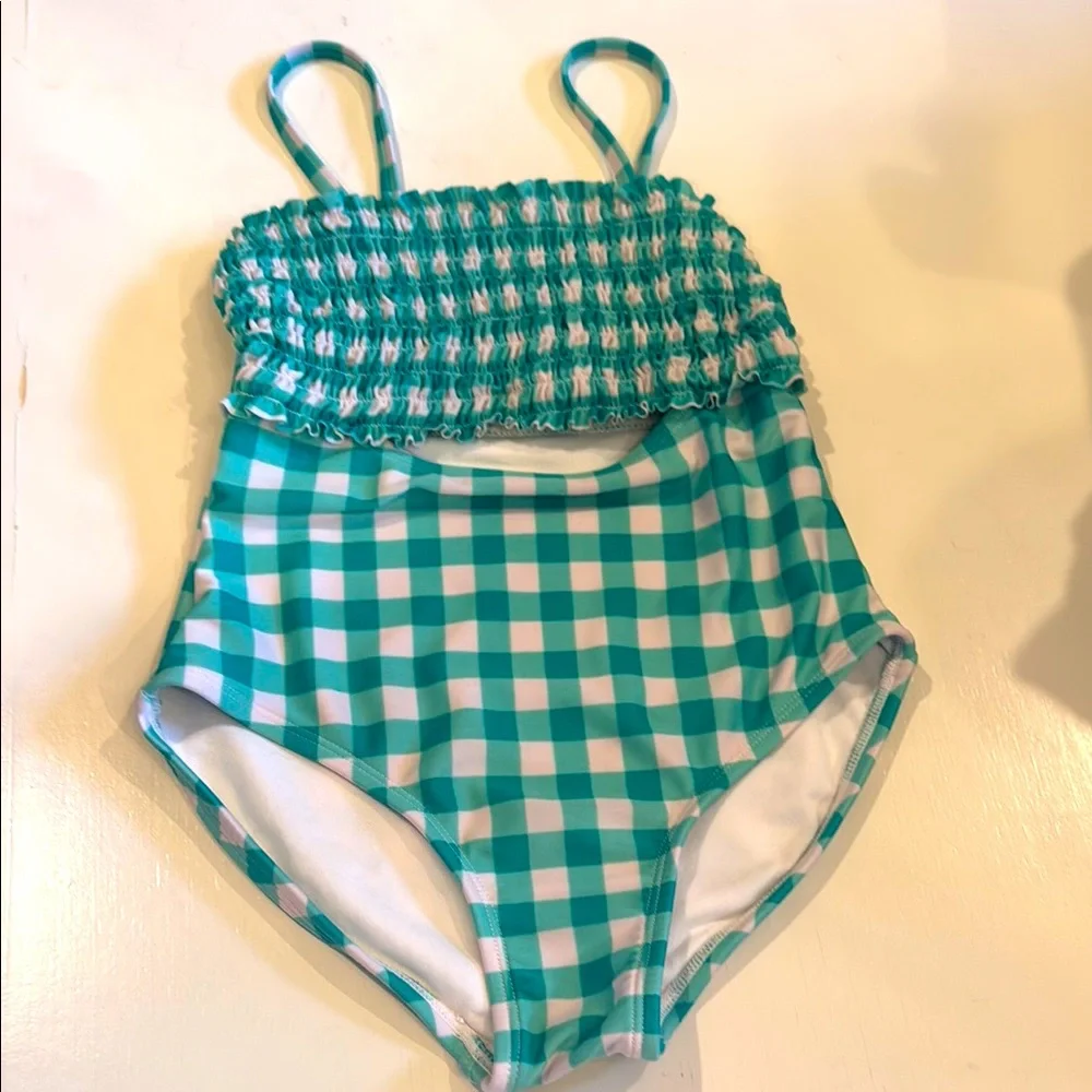 Cat & Jack one piece gingham swimsuit with cutout